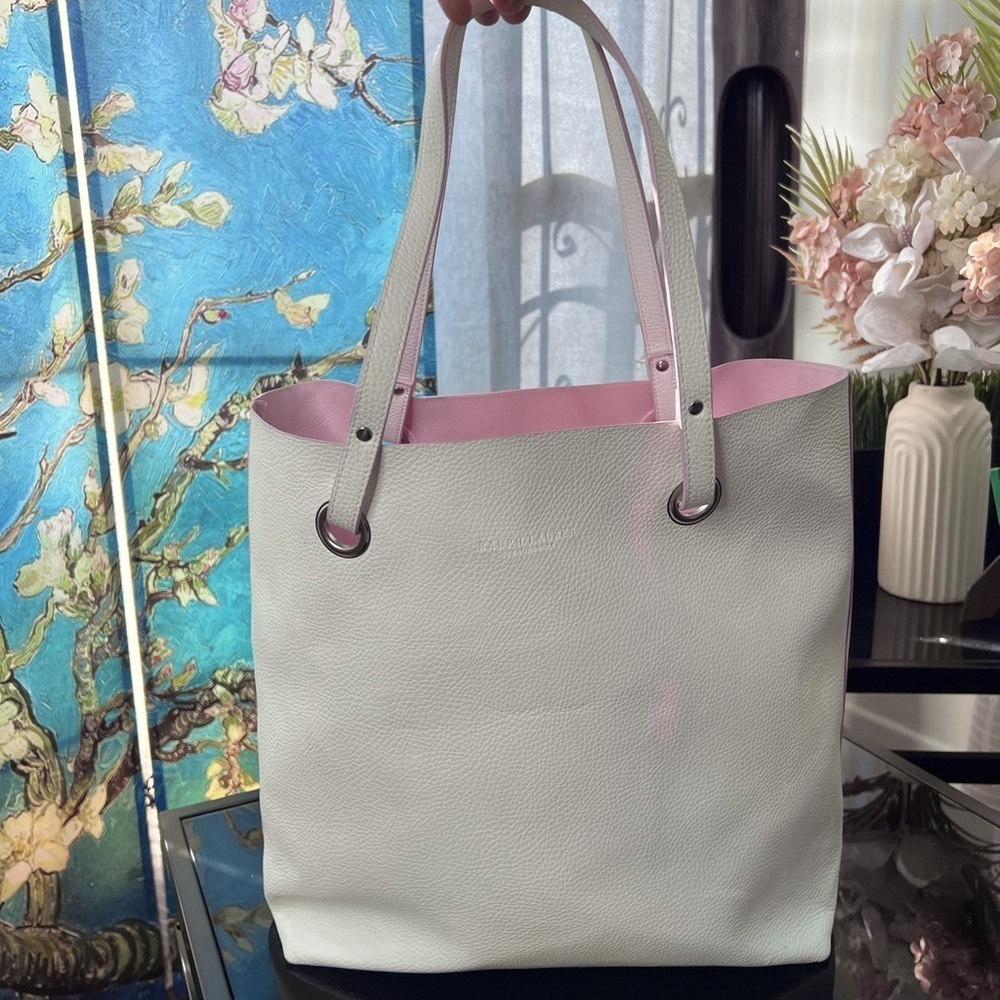 White and Pink Ralph Lauren tote.,